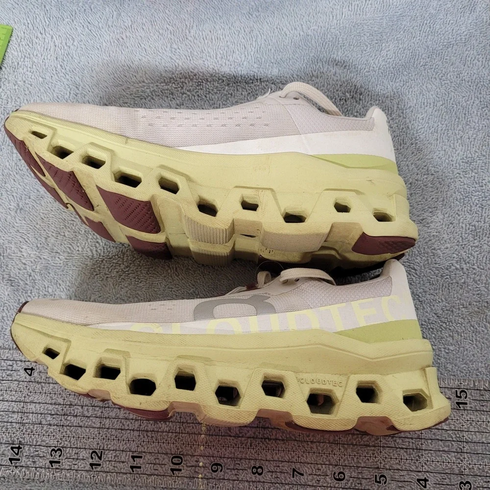 On Cloudmonster Womens 5.5 Running Shoes Sand Lime 61.97783